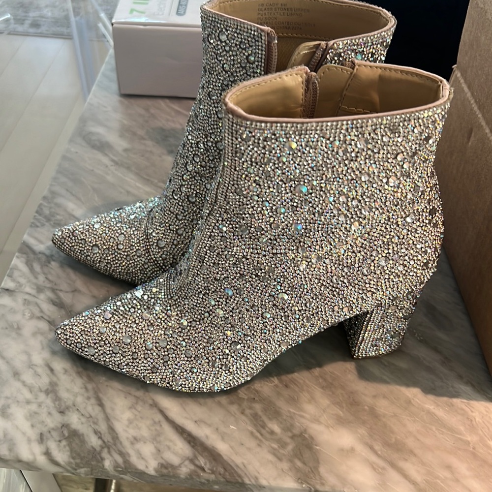 Silver glittery booties